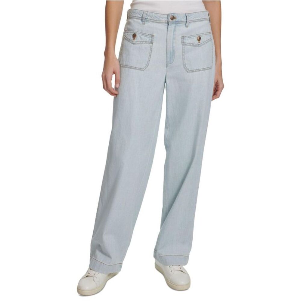 Nautica Womens Patch Pocket Wide Leg Regular Jeans, , 10, DM